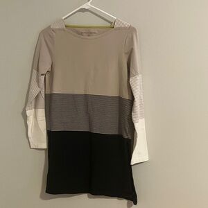 Gudrun Sjoden Beige, White and Black Colorblock Stripy Tunic